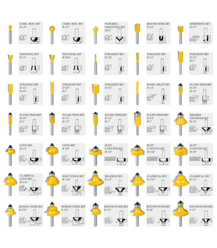 Juego de fresas con maletin 1/4 24pc