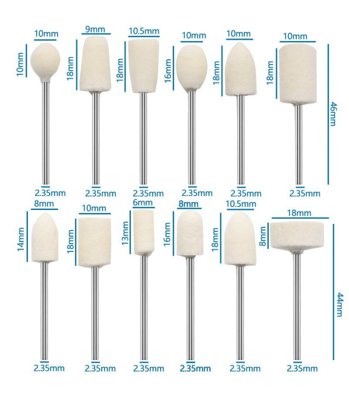 Set de puntas de lana para pulir 12pc