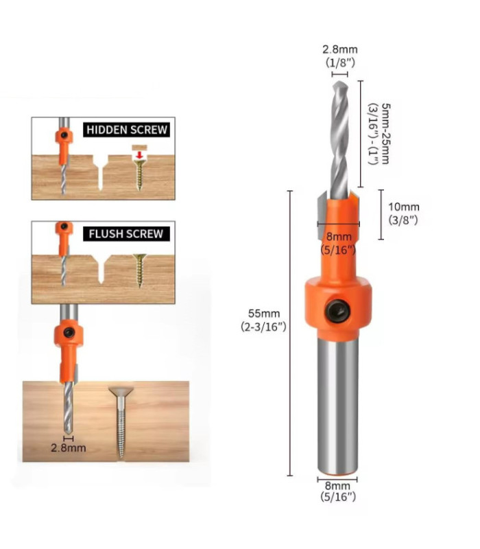 Mecha avellanadora 2.8x8mm