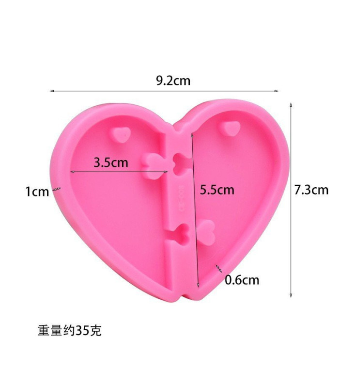 Molde de silicona corazon partido 9.2x7.3cm
