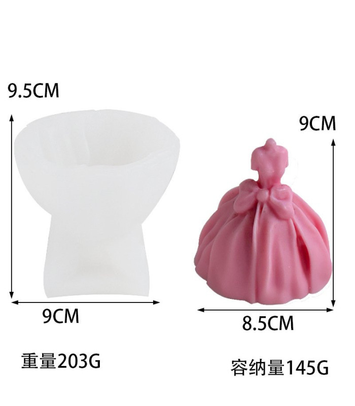 Molde de silicona vela vestido de novia 9.5x9cm