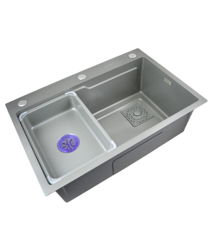 Bacha de acero gris (bandeja + coneccion) 68x46cm