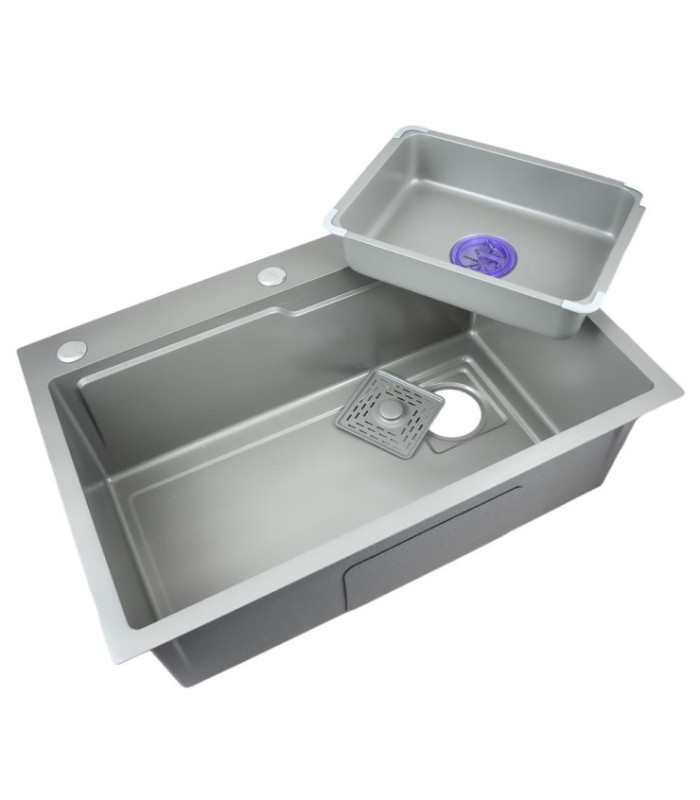 Bacha de acero gris (bandeja + coneccion) 68x46cm