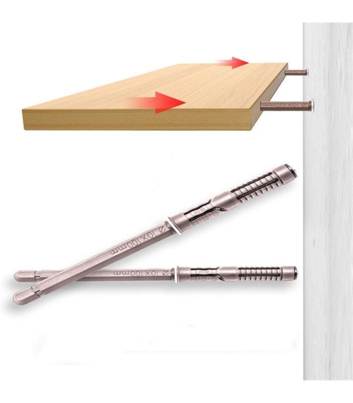 Perno con tarugo 10x100mm para repisa flotante