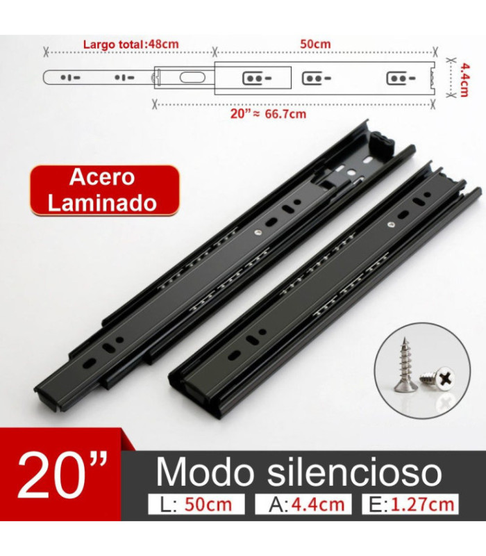 GUIA TELESCOPICA 20  / 50CM SIMPLE 45MM