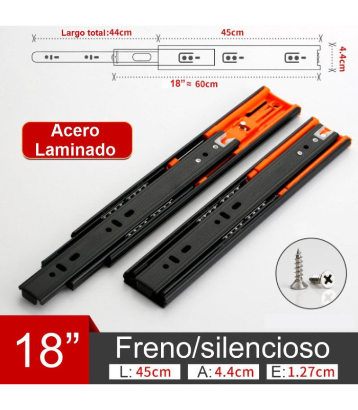 Guia telescopica de acero 45cm c/freno