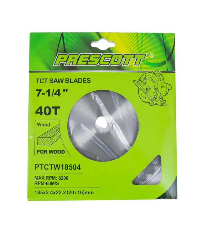 Disco de corte tct 185x22.2x2.4mm PRESCOTT