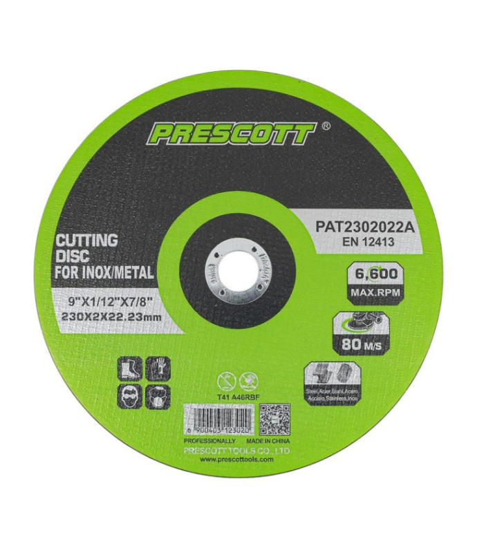 Disco de corte 230x2.0x22.23mm inox/metal PRESCOTT