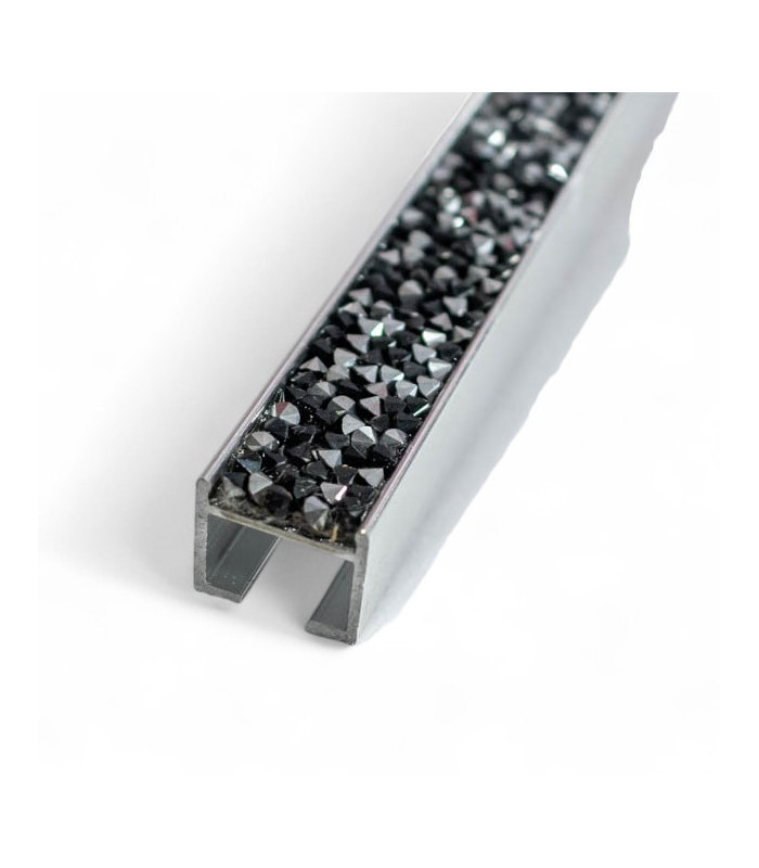 Perfil de aluminio con piedras negro 2.44mt
