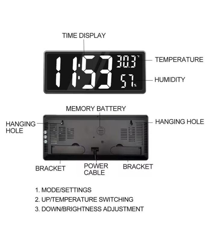 RELOJ ELECTRONICO DS-3808L 35x15CM