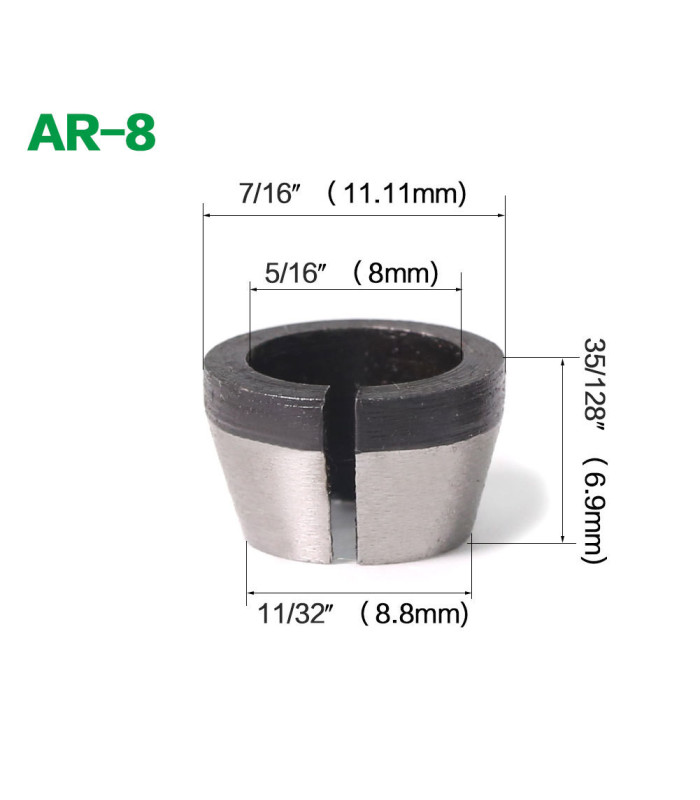 Adaptador eje para fresadora AR-8 8mm