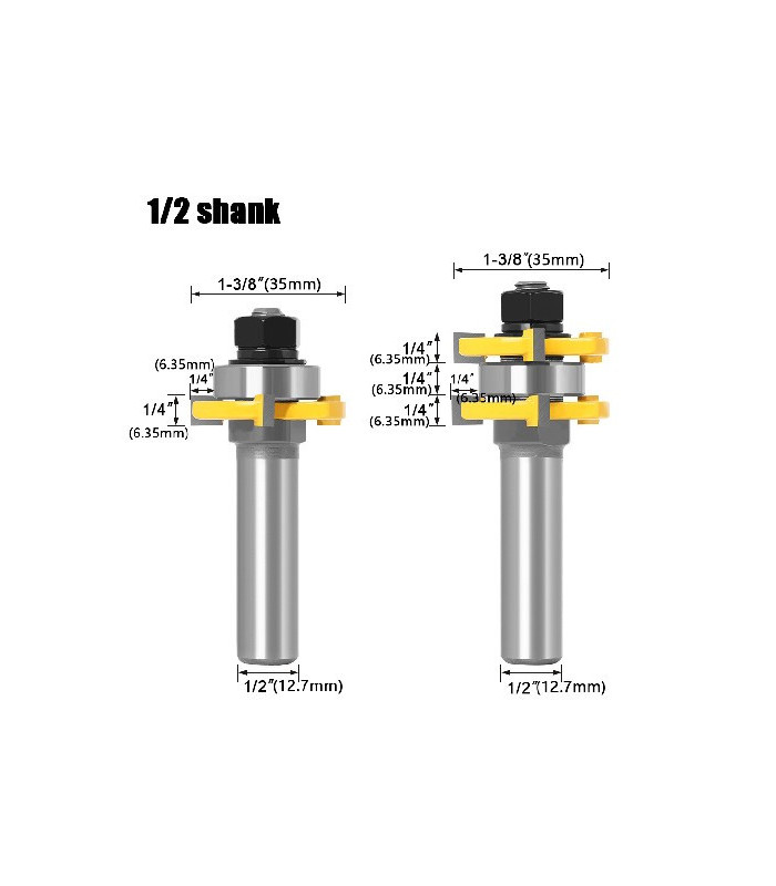Fresa de encastre v1/2 1/4x35mm 2pc