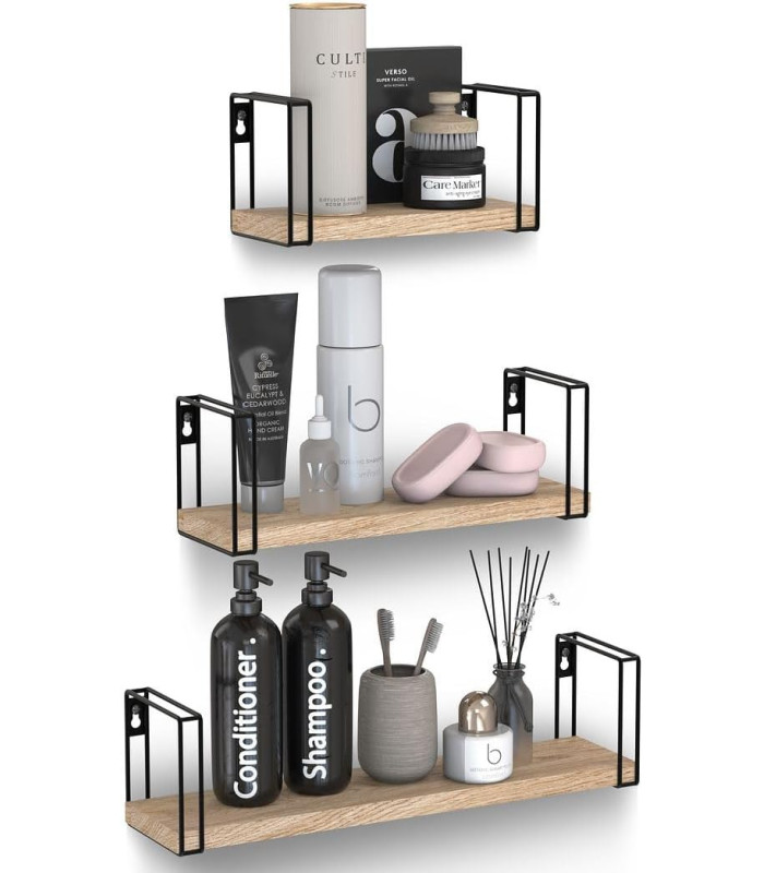 JUEGO DE REPISA NEGRO PARA PARED 3PC