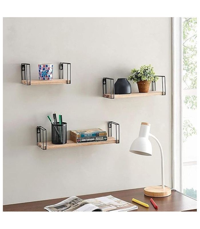 JUEGO DE REPISA NEGRO PARA PARED 3PC