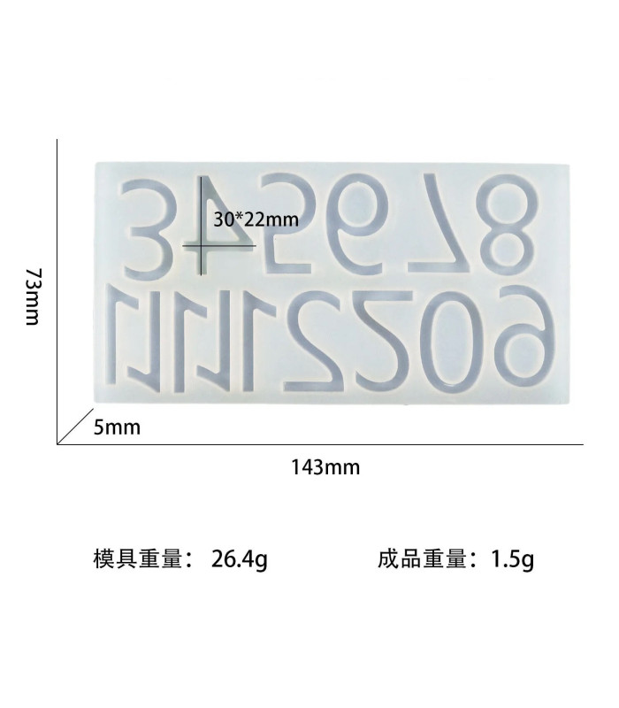 Molde de silicona numero arabigo 73x143x5mm