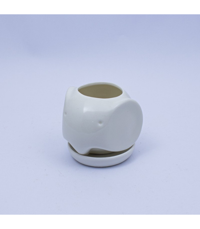 Maceta liso elefante con base 9x6cm