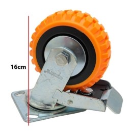 Rueda naranja giratoria con freno 5  WYNNS