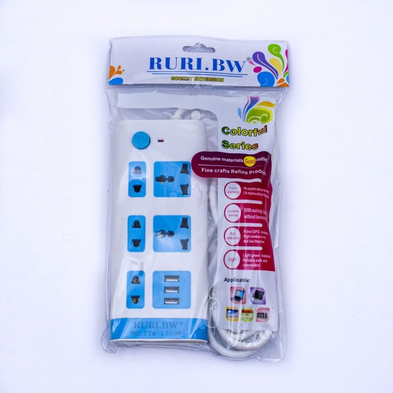 Prolongador multiple 5 tomas + 3 usb RUBI