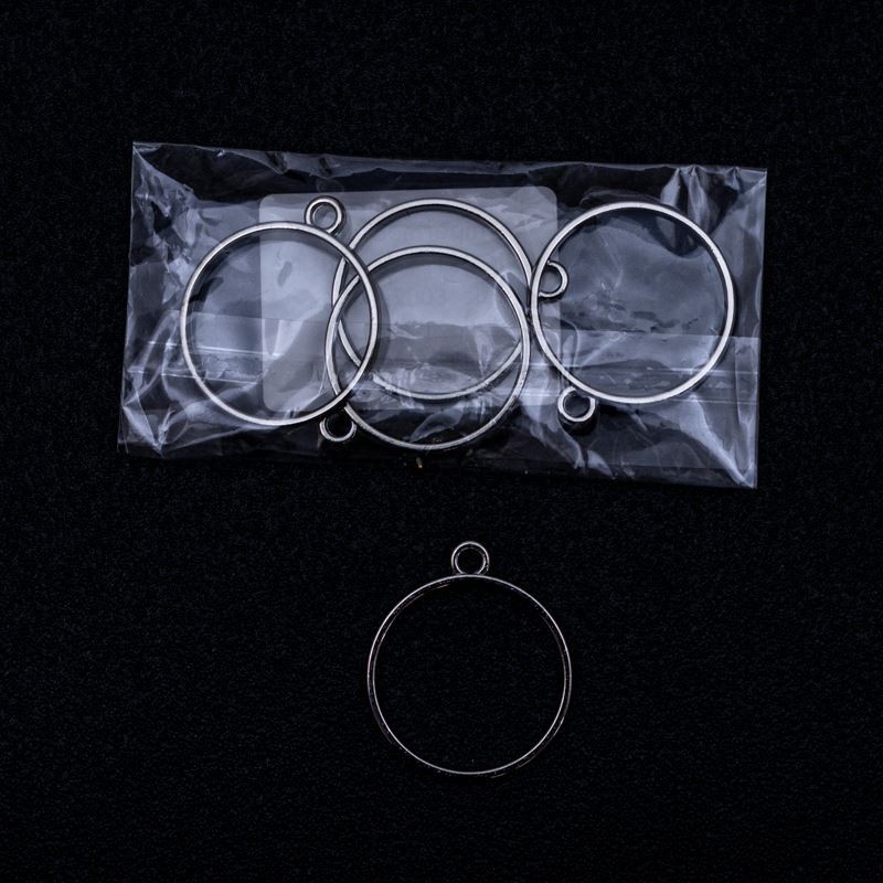 Dije redondo plateado 28mm 5pc