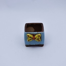 Maceta cuadrado con diseño de moño 7.5x6.5cm