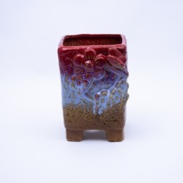 Maceta cuadrado con flores 15x10cm