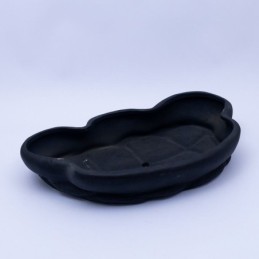 Maceta irregular negro aspero 29.5x17.5x5cm