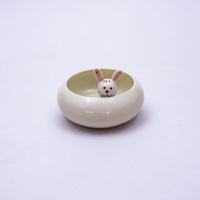 Maceta oval con conejo 10x2cm