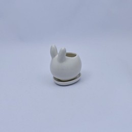 Maceta liso conejo con base 12x8cm