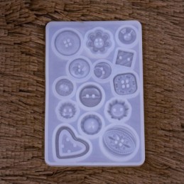 Molde de silicona boton 14 diseños 10x7cm