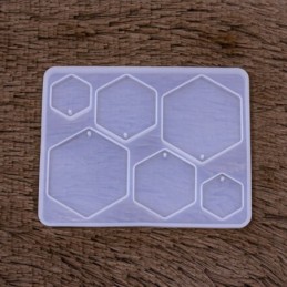 Molde de silicona dijes hexagonal 6 tamaños 119x10
