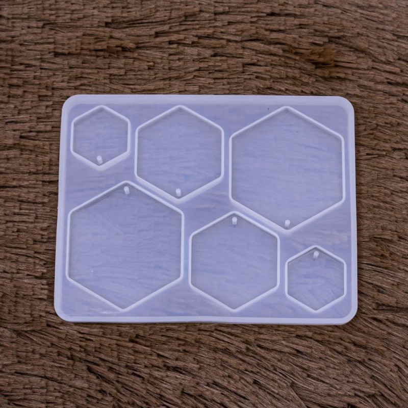 Molde de silicona dijes hexagonal 6 tamaños 119x10