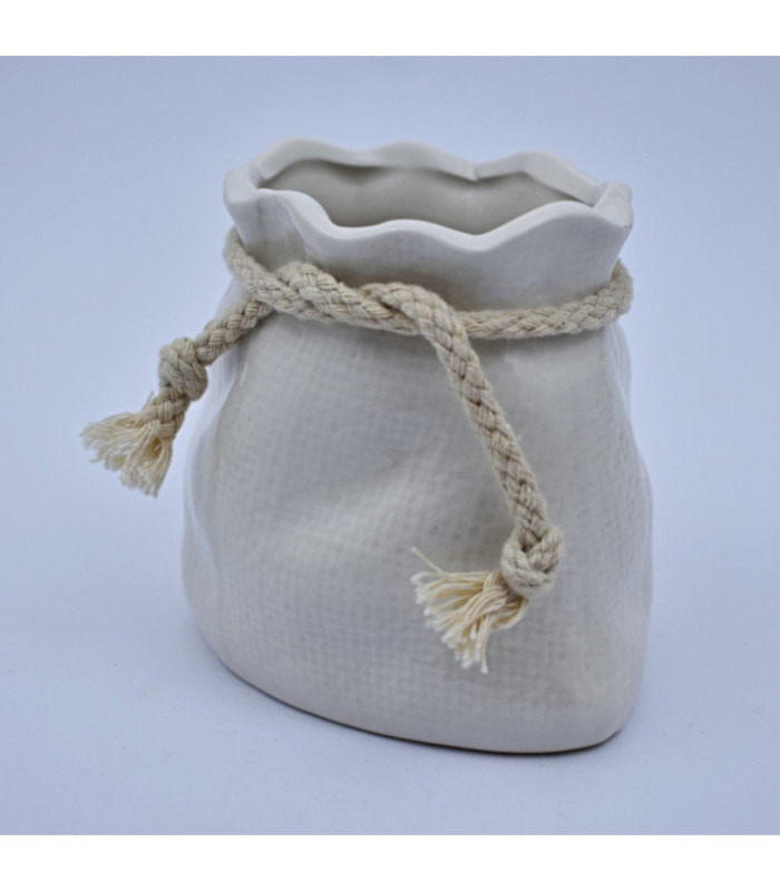 Maceta de porcelana con cordon