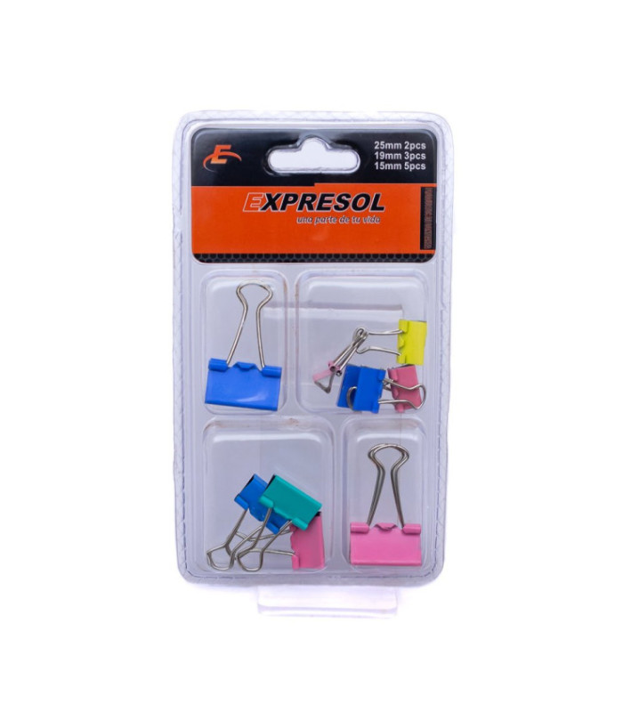 Paquete de clip colorido 4 tamaños EXPRESOL
