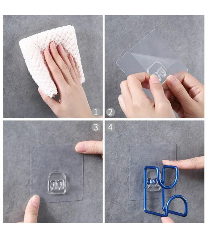 Gancho de Metal 2pc con soporte adhesivo