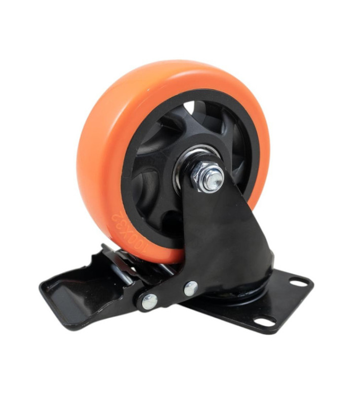 RUEDA 13CM NARANJA GIRATORIA CON FRENO