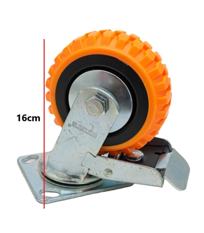 RUEDA NARANJA GIRATORIA CON FRENO 5PULG WYNNS