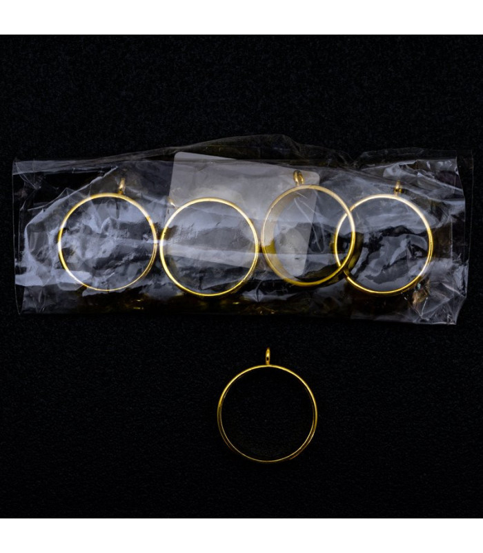 Dije redondo dorado 28x70mm 5pc