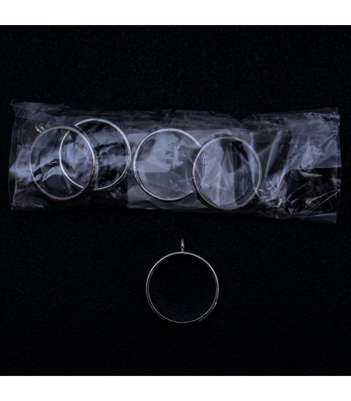 Dije redondo plateado 28x70mm 5pc