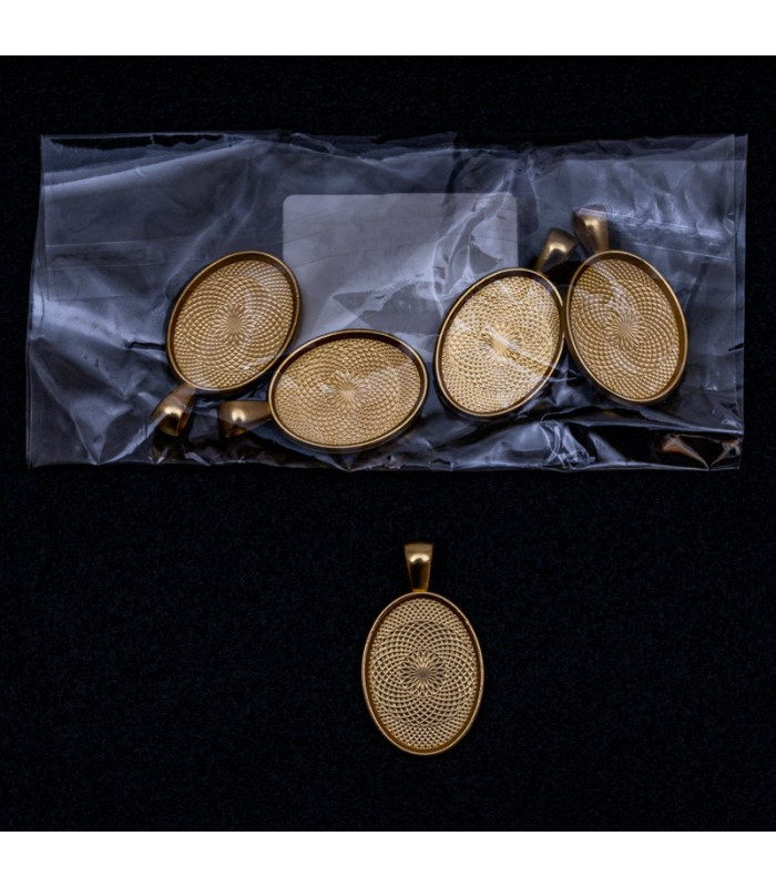 Dije oval dorado 35x20mm 5pc