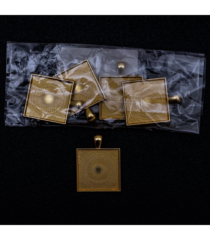 Dije rectangular dorado 37x28mm 5pc