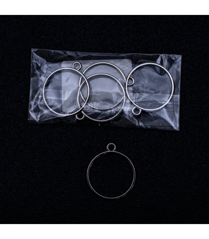 Dije redondo plateado 28mm 5pc