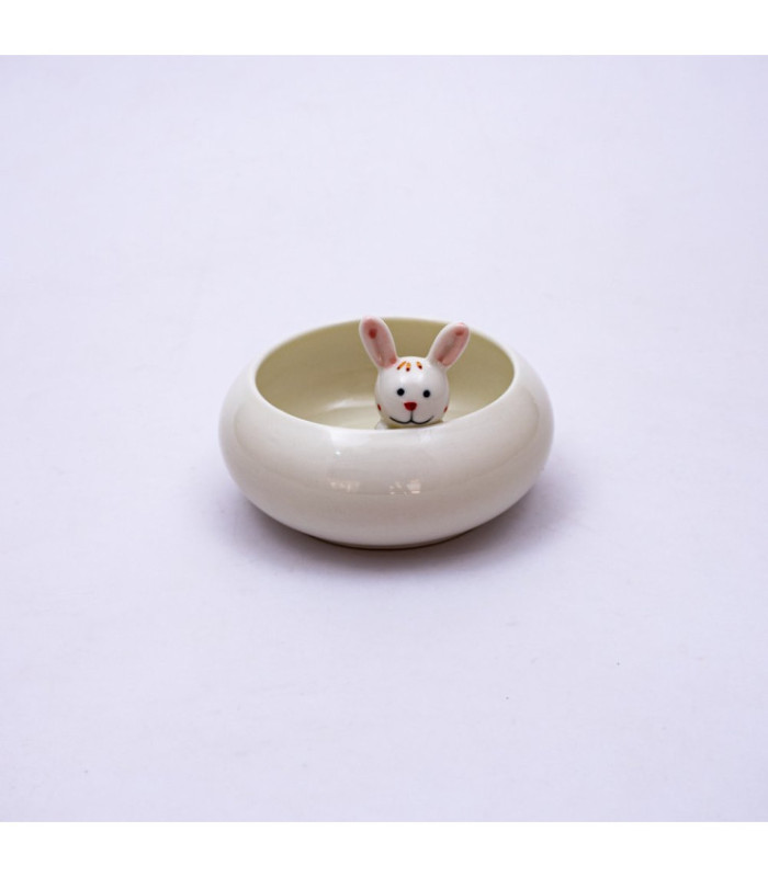 Maceta oval con conejo 10x2cm