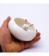 Maceta oval con conejo 10x2cm