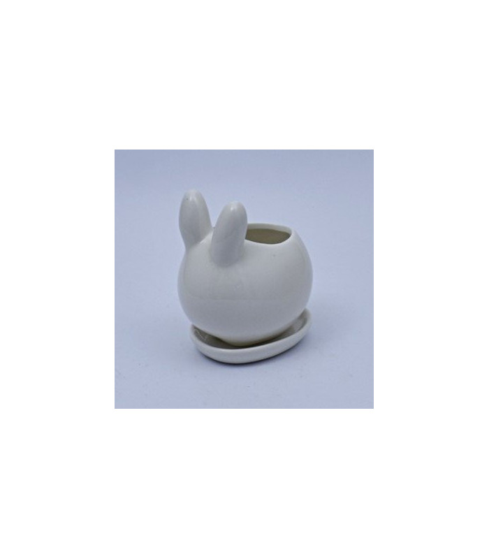 Maceta liso conejo con base 12x8cm