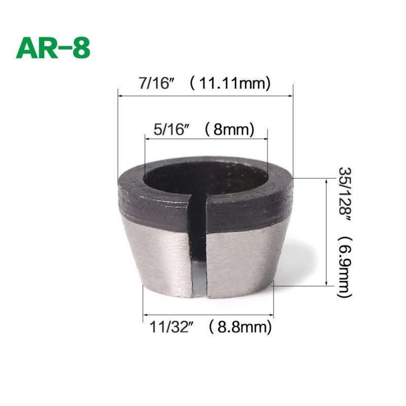 Adaptador para fresadora ar-8 8mm