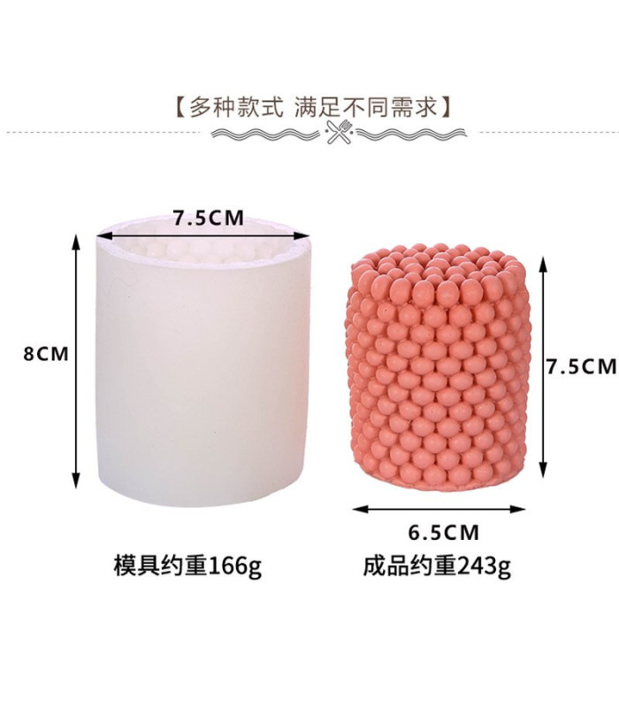 Molde de silicona vela cilindrico de burbujas 7.5