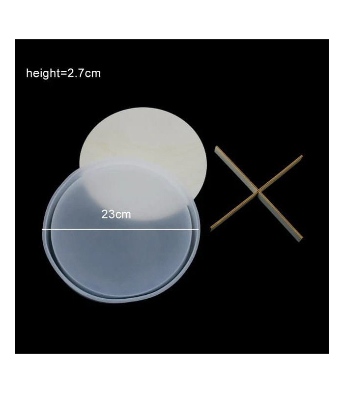 Molde de silicona circular con soporte de madera