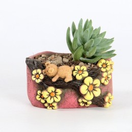 Maceta de oso con flores 9.5x9.5x7cm