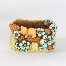 Maceta de oso con flores 9.5x9.5x7cm