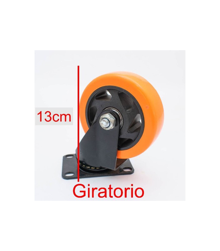 RUEDA 13CM NARANJA GIRATORIA